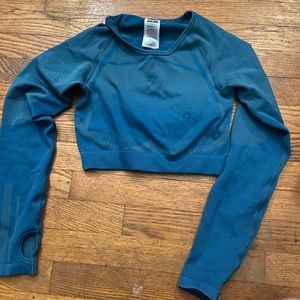 gymshark geo ombré seamless long sleeve crop top